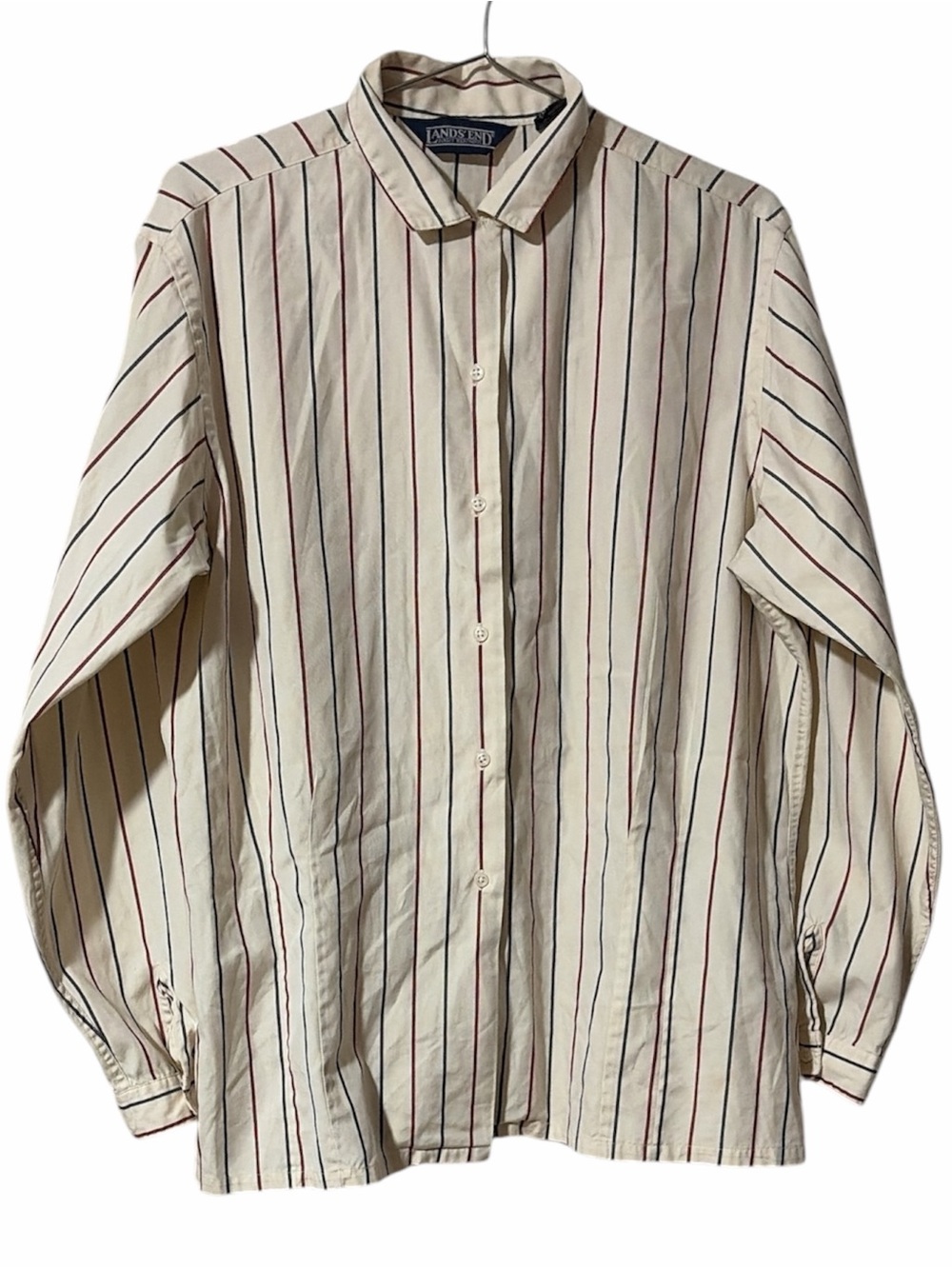 VTG Lands’ End Direct Merchants Multi Color Vertical Stripe Oxford Shirt